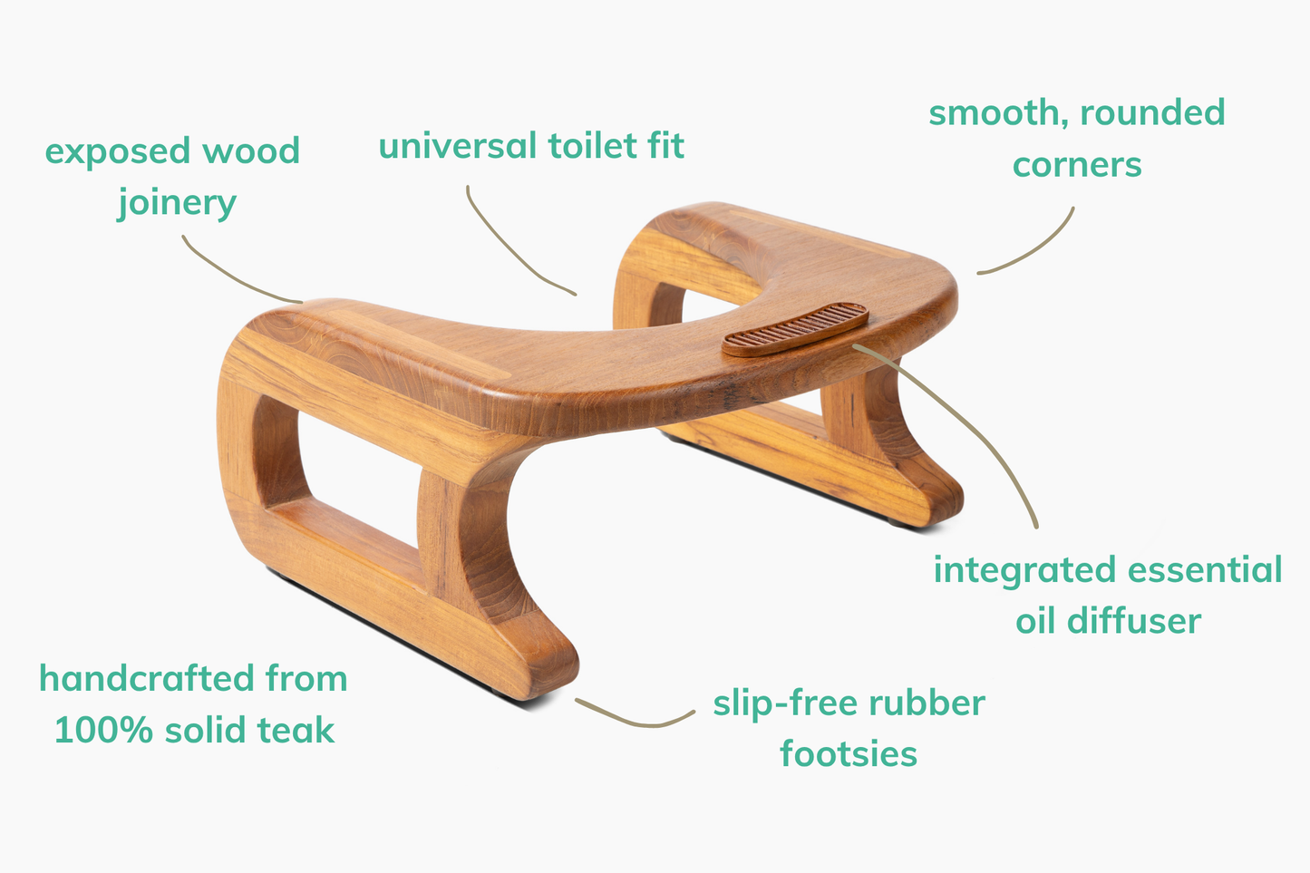 solid teak squat stool for toilet with wood essential oil diffuser