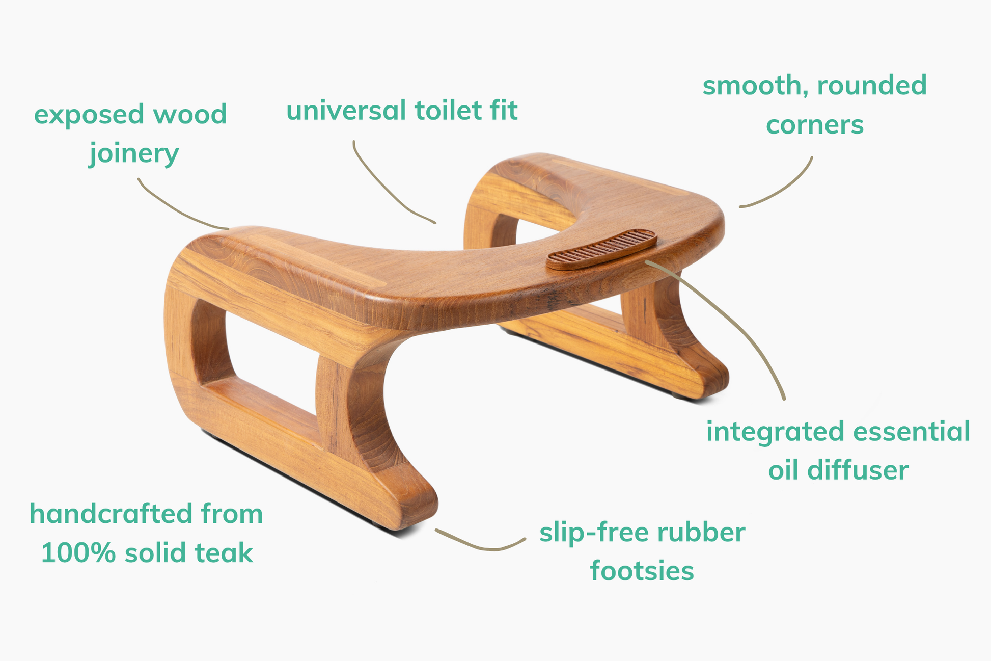 solid teak squat stool for toilet with wood essential oil diffuser